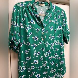 Elegant Green Floral Blouse